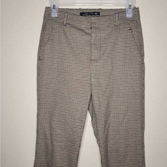 Zara Womens Houndstooth High Rise Skinny Trouser Pants - Picture 4 of 12